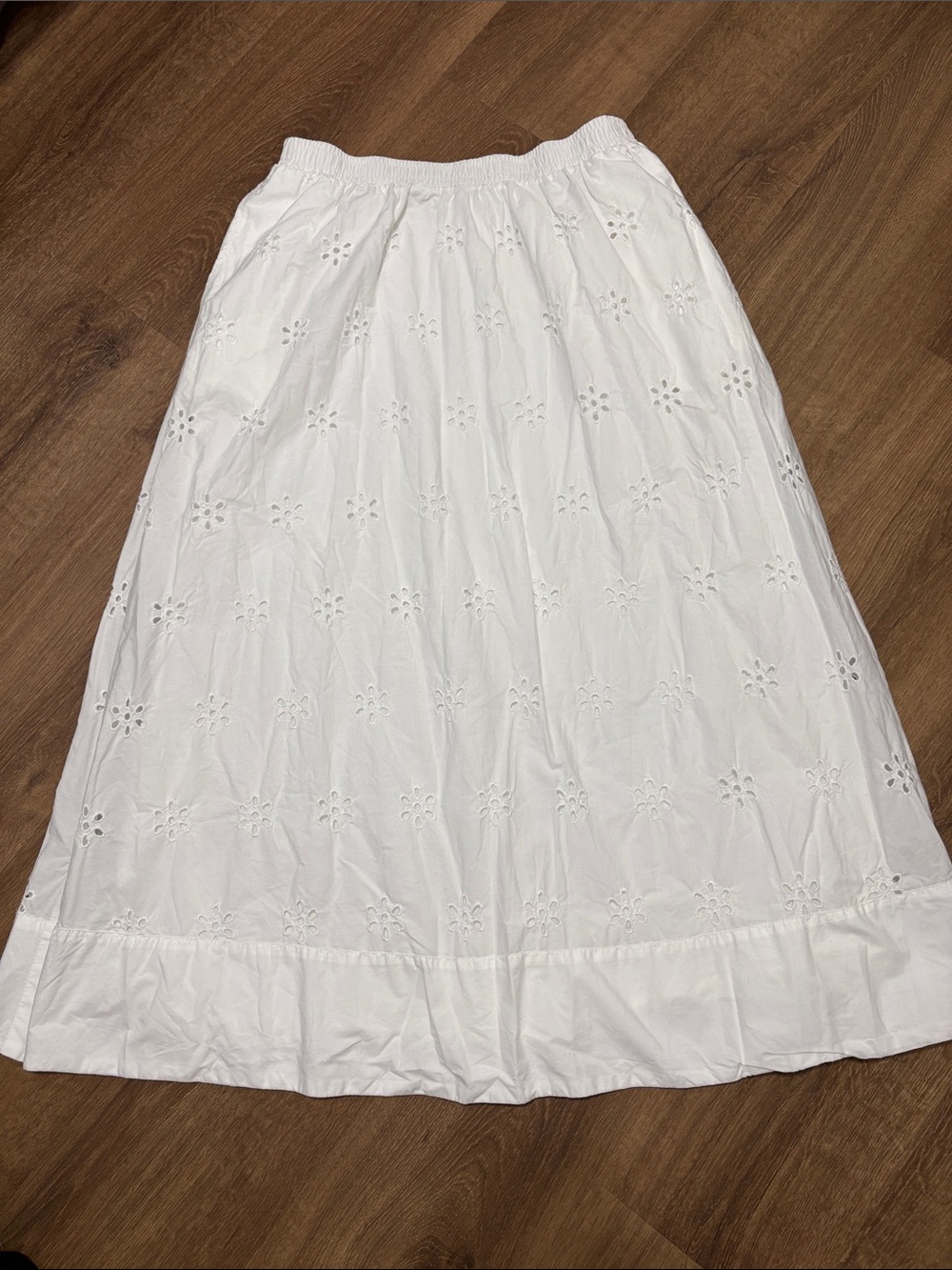 A New Day Poplin Cotton White Eyelet Maxi Skirt Size Medium